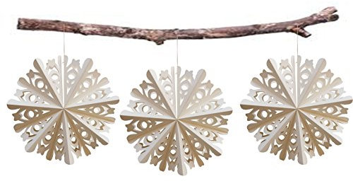 Casalanas, Crystal Schneeflocke,3X Papiersterne, Festliche Dekoration, weiß, 30 cm