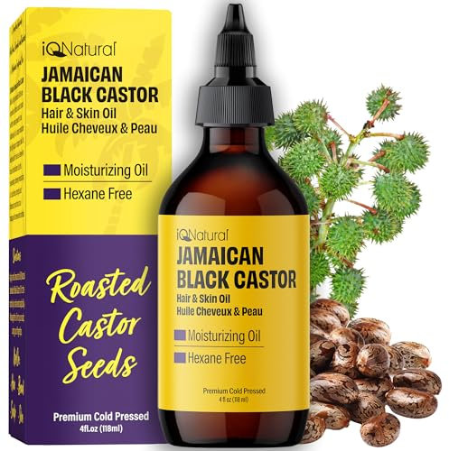 IQ Natural's 100% Cold Pressed Jamaican Black Castor Oil for Hair Growth and Skin Conditioning - 118 ml/4 oz Bottle,