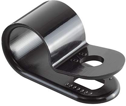GTSE 100 Pack of Black Nylon P-Clips, 9.5mm (3/8) Diameter, Plastic Cable Clips