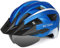 Victgoal Bike Helmet for Men Women with Led Light Detachable Magnetic Goggles Visor Mountain & Road Bicycle Helmets Adjustable Size Adult Cycling Helmets (L: 22.4-24 inch (57-61 cm), Metal Blue)