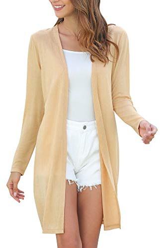 MessBebe Cardigan Donna Lungo Leggero Aperto Davanti Manica Lunga Diviso Casuale Traspirante Eleganti Giacca Tops per Primavera Estate