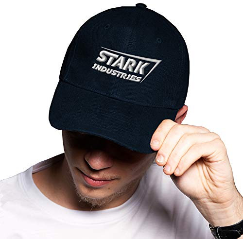 Stark Industries Iron Man Super Hero White Navy Baseball Delta Cap Adjustable Unisex Original Embroidered Urban Logo
