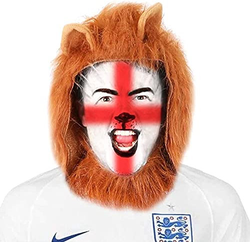I LOVE FANCY DRESS LTD Chapeau de lion anglais de supporter de l'Angleterre 15,2 cm de haut/16 cm – Mascotte du lion de la coupe du monde de football