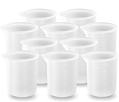 10 Pcs 100ml Silicone Measuring Cups,Precise Scale Squeeze and Pour Liquid Measure Cup for Handmade Craft Resin DIY Glue Tools Non-Stick Mixing Cups