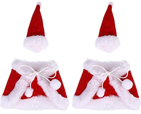 VALICLUD Weihnachten Weinflasche Abdeckung Mini Rot Weihnachtsumhang Weihnachtsmütze 2 Sätze Weinflaschen Anzug Rotweinflasche Weihnachtsdeko Party Festival Tischdeko