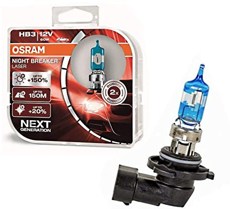 2x Osra.m HB3 60W 12V P20d Night Breaker Laser +150% Next Generation 9005NL-HCB hell Weiß Ersatz Scheinwerfer Halogen Auto Lampe - E-geprüft