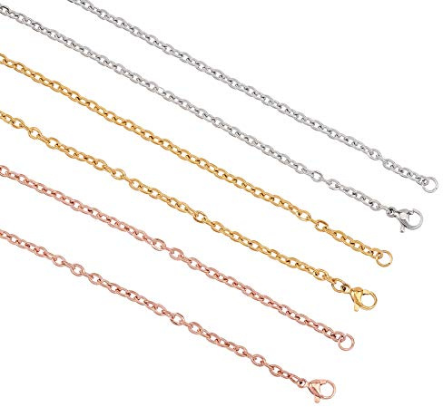 UNICRAFTALE 6pcs 3 Farben 60cm Kabelkette Halsketten Edelstahl Kabelketten Gold & Edelstahl Farbe & Roségold Ketten Mit Hummerklauenverschlüssen Für Die Schmuckherstellung