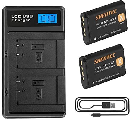 2X Shentec 1800mAh 1800mAh NP-BX1 Akku Kompatibel mit Sony NP-BX1 M8 und Sony CyberShot DSC HX90 HX95 HX99 RX100 WX350 HX400V HDR AS100V FDR X1000 X3000