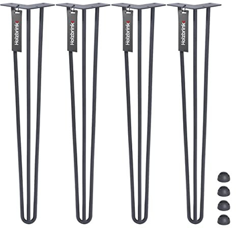 HOLZBRINK 4X Pied de Table en Acier Hairpin, Triple Barre, Pied de Meuble Épingle, Hauteur : 80 cm, Couleur : Gris Anthracite, HLT-13A-80-7016