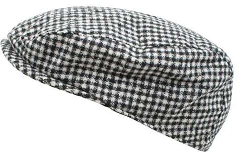 Atano Mens Traditional Flat Cap Black & White Check 60cm