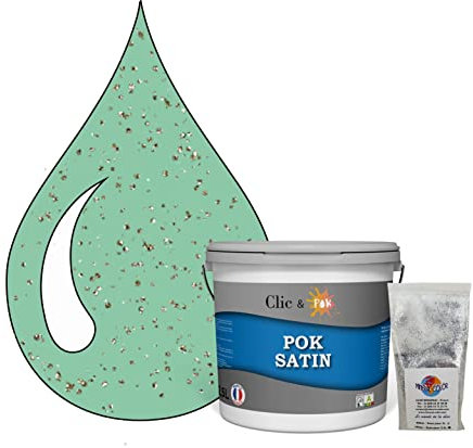 POK PAILLETTE : Peinture de Finition Acrylique Effet Pailleté Murs Intérieurs 2,5L - Menthe Verte