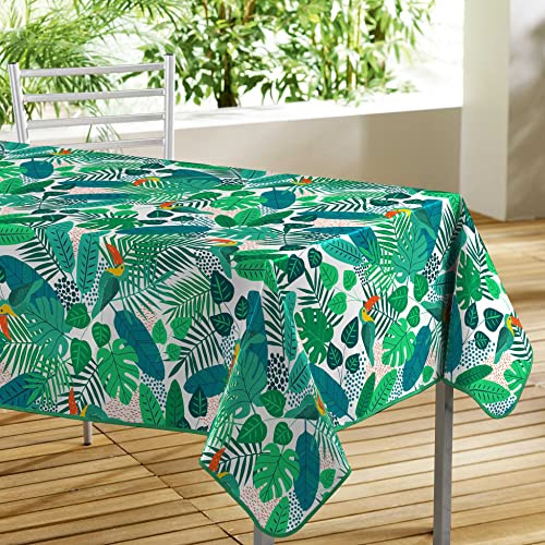 Douceur d'Intérieur, Nappe Rectangle (140 x 300 cm) Carlita Blanc, PVC Imprimé