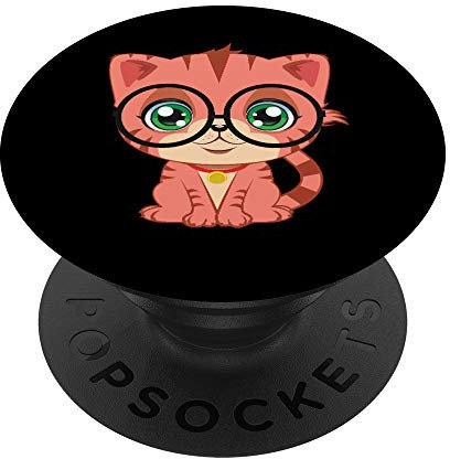 Katze mit Brille Cutie Pet Nerd Gadget Mann Frau Kinder PopSockets mit austauschbarem PopGrip