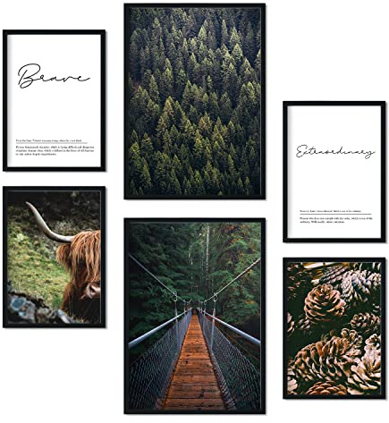 Nacnic Set 6 USA Winter Plakate - Wandbild Kunstdruck Deko Posters & Prints - Inneneinrichtung im Kunstgalerie - A3 und A4 - ungerahmt