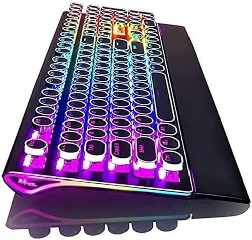 Corsehild Gaming Keyboard, RGB Backlit Mechanical Gaming Keyboard, Ergonomic Mechanical Keyboard, USB Wired Gaming PC Keyboard, 108 Keys Multicolor