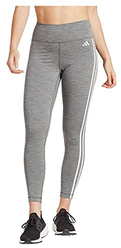 adidas Women's Train Essentials 3-Stripes High-Waisted 7/8 Leggings, Dark Grey Heather, S