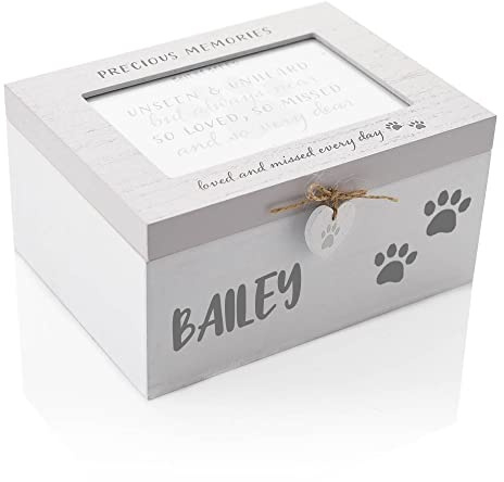 Personalised dog keepsake box pet wooden memory box rustic pet photo memorial with built in picture frame for cats dogs & pets loss memorial gift memory box personalised keepsake boxes for pets