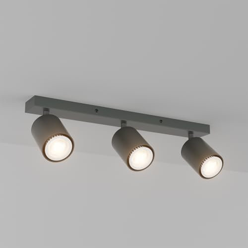 Aipsun Deckenstrahler 3 Flammig Anthrazit, GU10 Deckenstrahler, LED Deckenleuchte Schwenkbar 350° GU10 Deckenlampe Spot für Schlafzimmer, Küche, Wohnzimmer (ohne Leuchtmittel)