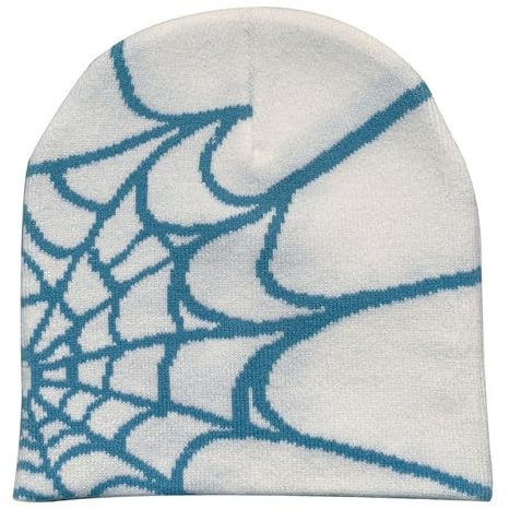 CORIRESHA Y2K Strickmütze für Damen und Herren, Spinnennetz, warm, weich, Gothic-Wintermütze