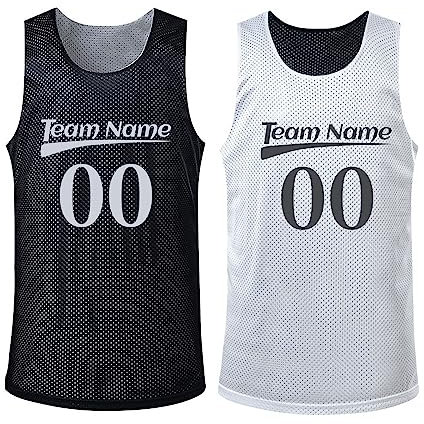 Custom Basketball Trikot, personalisiertes Team Reversible Basketball Trikot, passen Sie Sporthemd gedrucktes Teamnummer -Logo für Männer/Jugendliche an (Color : Black-White, Size : One Size)