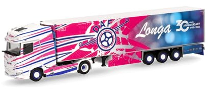 Herpa LKW Modell DAF XG+ Kühlkoffer-Sattelzug Longa (Italien/Luzzana), Miniatur im Maßstab 1:87, Sammlerstück, Made in Germany, Kunststoff