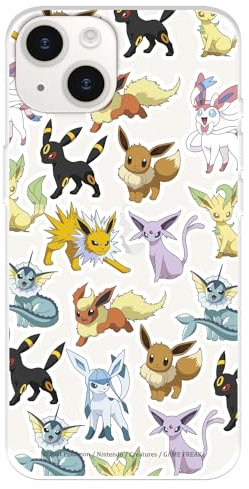 Schutzhülle kompatibel mit iPhone 15 Plus, offizielle Pokémon Eevee Evolutions, zum Schutz Ihres Handys, transparente Silikonhülle, flexibel, offizielles Lizenzprodukt von Pokémon
