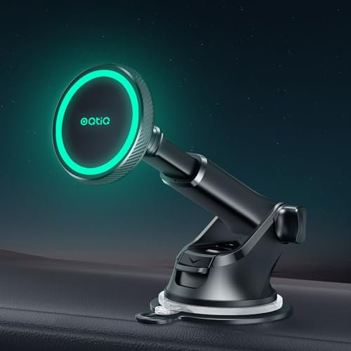 OQTIQ Soporte de teléfono móvil para coche MagSafe, soporte magnético para teléfono móvil, ventosa, soporte para coche, coche, parabrisas, salpicadero, para iPhone 15, 14, 13, 12 Pro Max Magsafe