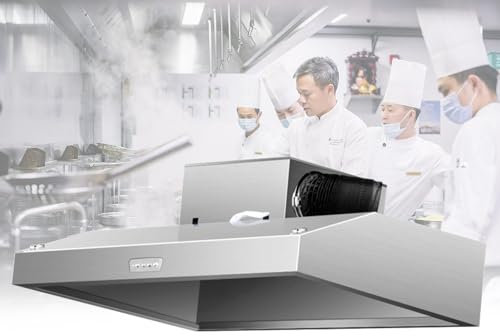 Hotte Aspirante Commerciale En Acier Inoxydable, 1000 CFM, For Cuisine, Grande Aspiration, Hotte D'aspiration Domestique Murale (Color : 150 * 80 * 45, Size : 680W)