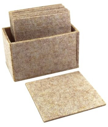 10 x Filz Untersetzer + Box | beige eckig | Glasuntersetzer | 10 cm | Unterlage