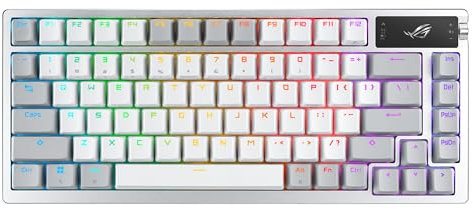 Asus ROG Azoth 75% Wireless DIY Custom Gaming Keyboard, OLED Display, Three-Layer Dampening, Hot-Swappable ROG NX Snow Switches & Keyboard Stabilizers, PBT Keycaps, RGB-White