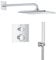 GROHE Precision 310, Unterputz Duschsystem (31cm Regendusche mit Thermostat, Kopfbrause 1 Strahlart, Duschkopf 1 Strahlart, Komplettset, 1,50m Duschschlauch), eckig, chom, 34881000
