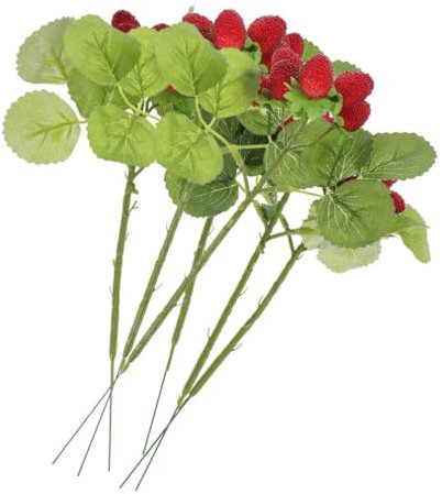Garneck 6 Stücke Künstliche Zweige Gefälschte Erdbeeren Blumenstrauß Lebensecht Kunstblumen Dekozweige für Vasen Gestecke Weihnachten Tischdeko Kunstzweige Deko DIY Basteln