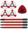 GFRED 4 PCS Mop Head Replacement Microfiber+1 PC Spin Base Red + 1PC 4-Section Handle Compatible With Vileda Turbo Spin Refill Head Set of 6 Combo