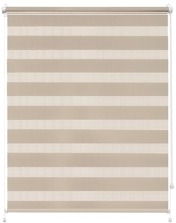 Rettika Doppelrollo Klemmfix ohne Bohren – Beige – Breite 45 cm, Höhe 120 cm – Duo Rollo für Innenräume, Sichtschutz Fensterrollo mit Lichtregulierung