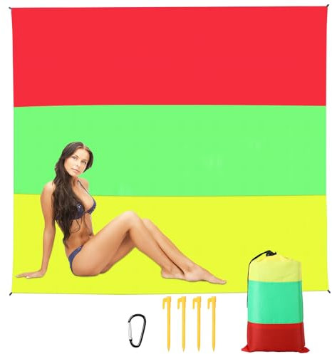 Couverture de Plage, Couverture de Pique-Nique imperméable 200 x 250 cm, surdimensionnée, Douce, légère et Portable, Tapis de Plage pour 4 à 6 Adultes, Tapis de Pique-Nique en Plein air pour Voyage
