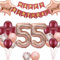 55.Geburtstags Dekorationen Weinrot für Frauen, Luftballon 55. Geburtstag Stern Folienballons Windrot Deko, Cheers to 55 Jahre alt Geburtstag Party, Geburtstagsdeko 55 Jahre ihre Mutter (55.)