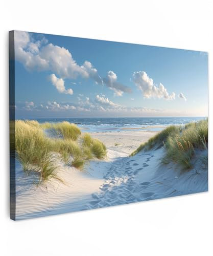 MuchoWow© Leinwandbild 60x40 cm Dekoration Wohnzimmer Bilder Aufhängen Wall Decoration Living Room Wohnungs Deko Moderne Dünen - Sommer - Sonne - Landschaft - Meer
