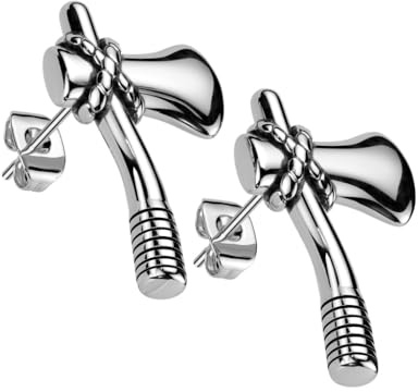 beyoutifulthings 1 Paar Unisex Ohr-Stecker Axt Silber Steg 6-mm Edelstahl Damen-Ohrringe Herren-Ohrringe Ohr-ringe Ohringe