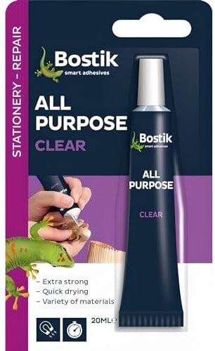 AMK® Bostik Evo Stik All Purpose Clear Adhesive Extra Strong 20ml Tube Blister Quick Dry DIY At Home
