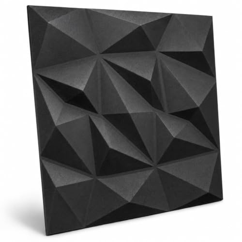 Deccart - 3D Wandpaneele 50x50 cm - Paneele Wand Wall Panels Deko Wandverkleidung Innen Panel Deckenverkleidung Decke Deckenpaneele Platten Styropor EPS-Polystyrol Brylant 0.25 m², 1 Stück,Schwarz