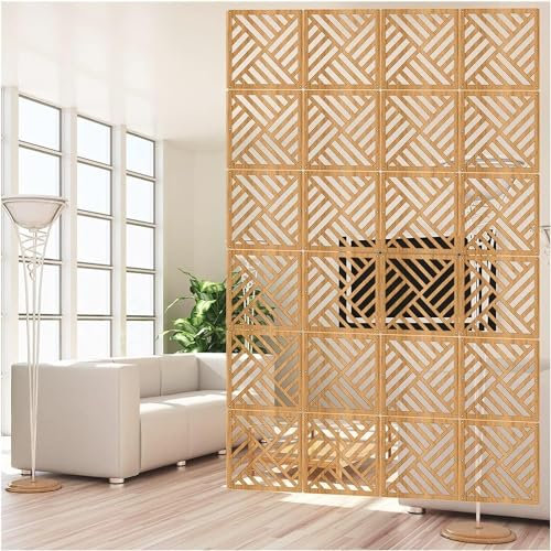 Hängende Raumteiler, Hängendes Paravent-Panel, 6 Stück, Dicke Paravent-Trennwände, dekorativ for Esszimmer, Schlafzimmer, Hotel, hängende Raumteiler-Panels (Farbe: Holzfarbe)