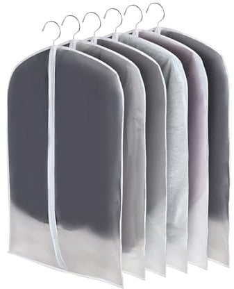 CNMTCCO Transparent Dustproof Suit Covers Set of 6, 60 x 100 cm Dustproof Rain Resistant Suitable for Storage and Protection of Dresses Jackets and Evening Shirts