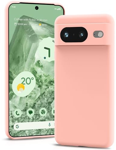 YATWIN Coque pour Google Pixel 8, Housse en Silicone Doux avec Découpes Précises pour Caméra, Design Ultra Mince, Protection 360° à Bords Surélevés - Rose