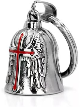 kesurpae Lauter und klarer Motorradglocken Anhänger, Radfahren, Glücksglocke, Schmuck, Zinklegierung, Vintage Punk Motorrad Engel Anhänger für Männer, Rot