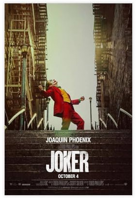 Filmposter Schauspieler Joaquin Phoenix als Joker 2019, klassisches Krimi-Cover, Retro-Wandkunst-Deco-Poster, Leinwand-Poster, Schlafzimmer-Dekor, Sportlandschaft, Büro, Raumdekoration, Geschenk,
