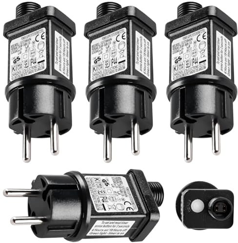 4 Stück 31V LED Netzteil, Netzteil 31V Stecker für Lichterkette, IP44 Trafo Stecker mit Timer Funktion für Weihnachtsbeleuchtung Glühbirnen, LED Transformator Treiber für Niederspannungs-LED-Adapter
