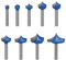 9pcs Groove Point Cutting Roundover Router Bit Set, V-Groove Router Bit Solid Carbide CNC Round Nose Woodworking Milling Cutter Cutting Tool