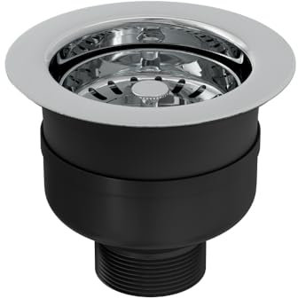 Top Fix Kitchen Sink Strainer – 90mm Stainless Steel Kitchen Sink Basket Strainer - Design for Easy DIY Installation | Watertight Seal, Drop-In Assembly (Chrome)