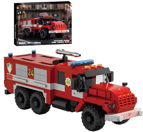 Kit de construction de camion de pompier millésime - Station de pompiers urbaine - Blocs de construction - Véhicule de sauvetage - Jouet pour adultes et adolescents à partir de 14 ans - Idée cadeau