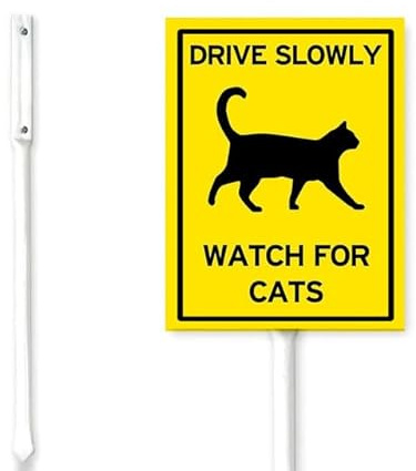 Geroclonup (20 x 30) Guidare lentamente orologio per gatti cartello da cortile pali rallentare gatto attraversamento prato cartelli stand alluminio antiruggine per casa strada facile da installare